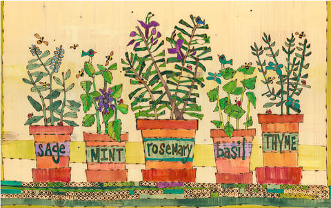 Herbs And Bees Metal Print - 11 By 16
