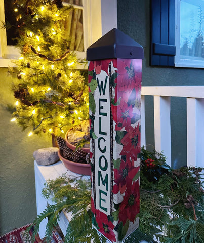 A Welcome With Poinsettias Art Pole - 20