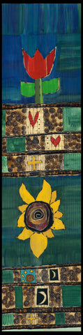 Tulip And Sunflower Metal Print 6 By 22