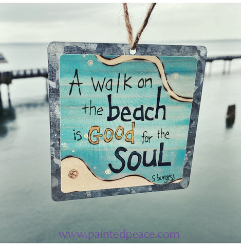 A Walk On The Beach Tin Ornament