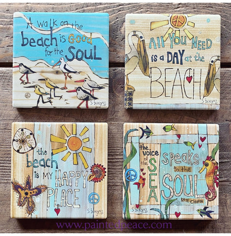 Beach Stone Coaster Collection Of 4