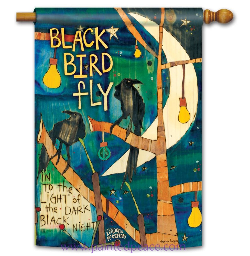 Blackbird Fly Garden Banner/ Flag Large Lennon  McCartney  Paint –  Painted Peace the Art of Stephanie Burgess