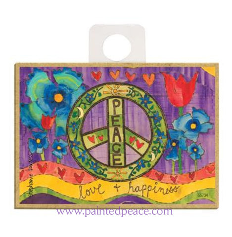 Peace Love And Happiness Wood Magnet - New