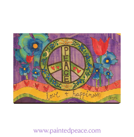 Peace Love And Happiness Wooden Post Card Mini Art