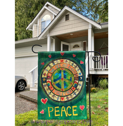 Peace Were All In This Together Banner/garden Flag New