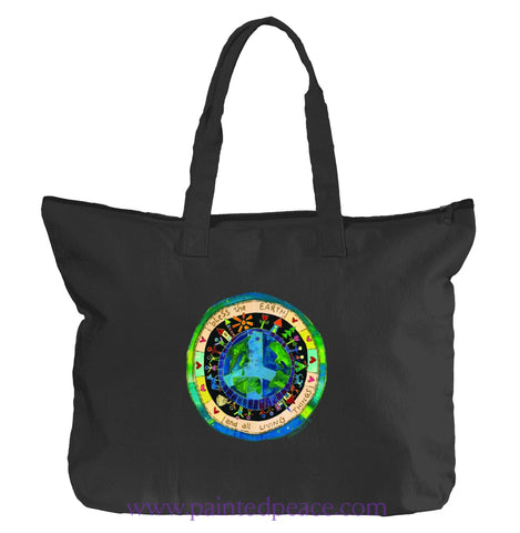 Bless The Earth Heartful Peace Tote Bag Black / One Size Tote