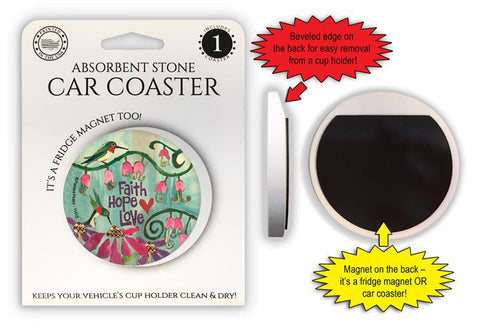 Faith Hope Love Car Coaster / Magnet