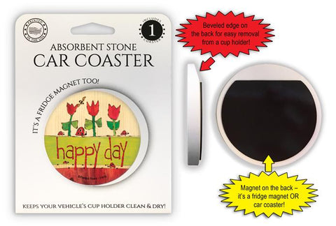 Happy Day Car Coaster / Magnet