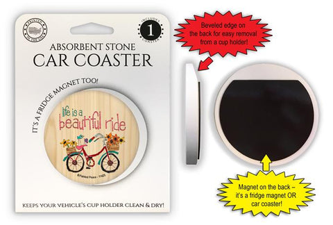 Life Is A Beautiful Ride Car Coaster / Magnet