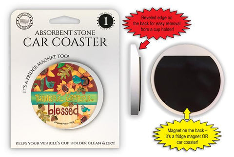 Thankful Grateful Blessed Car Coaster / Magnet