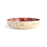 Red and White Glossy Ceramic Snowflake Serve Bowl 13" Available 7/17