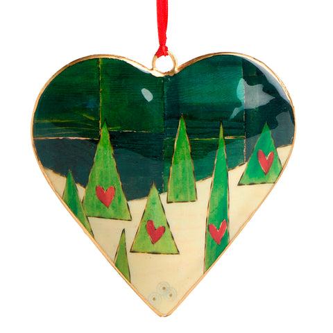 Christmas Trees Metal Heart - NEW