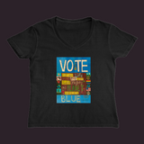 Vote Blue Women’s V-Neck Tee Black / Small (S)