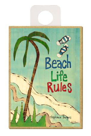 Beach Life Rules Wood Magnet - New