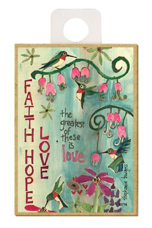 Faith Hope Love Wood Magnet - New
