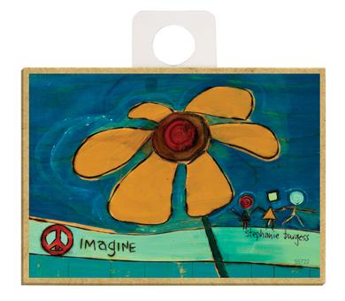 Imagine All The People Wood Magnet - New