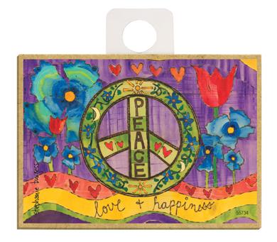 Peace Love And Happiness Wood Magnet - New