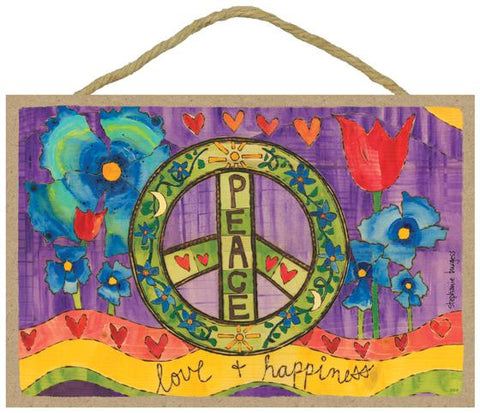 Peace Love And Happiness Wooden Sign
