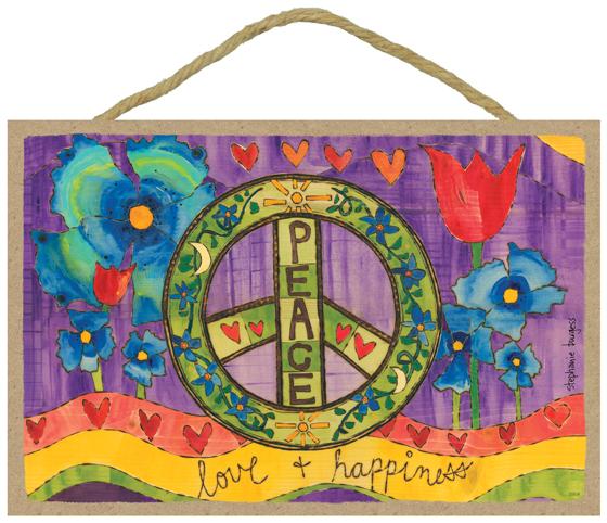Peace Love and Happiness Wooden Sign – Painted Peace - the Art of
