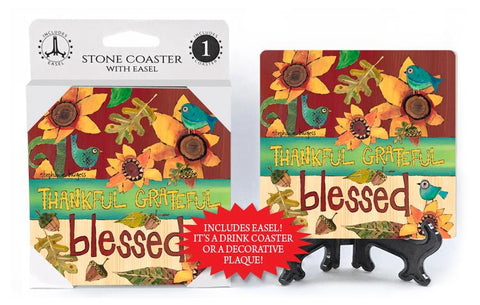Thankful Grateful Blessed Stone Coaster