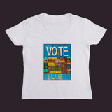 Vote Blue Women’s V-Neck Tee White / Small (S)