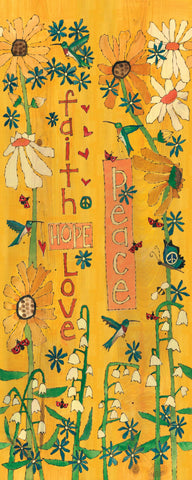 Faith Love Hope and Peace Original On Wood 15’’ by 40’’