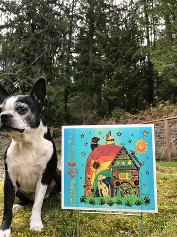 Peace Love Dog Mini Yard Sign