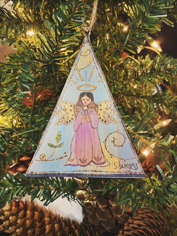 Angel Peace On Earth Tin Bell Ornament