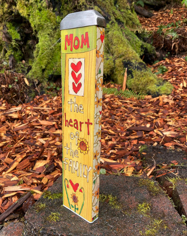 Mom The Heart Of The Family Mini Art Pole - 13 Inch