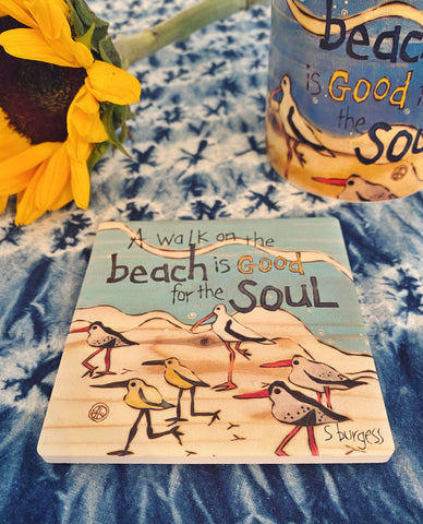 A Walk On The Beach Stone Coaster