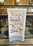 A Walk On The Beach Tea Towell