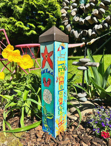 New - Peace Love Beach Art Pole 20