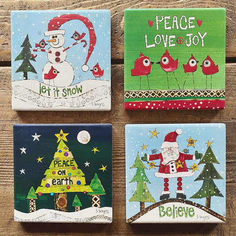 Christmas Stone Coaster Set Of 4