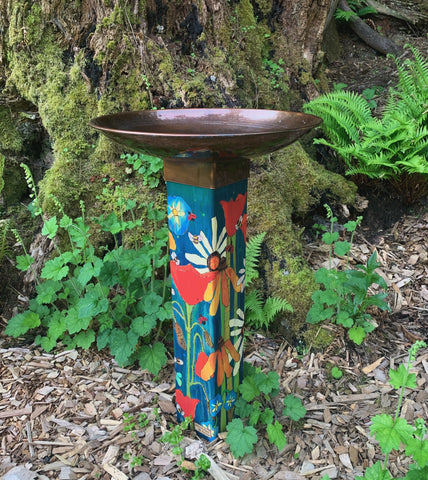 Tulip And Black-Eyed Sue Birdbath
