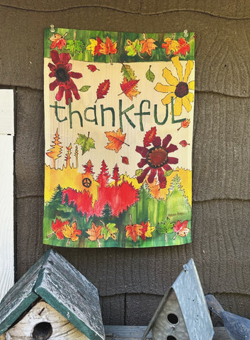 Thankful For Falling Leaves Banner/ Flag Small - New