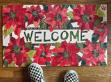 A Welcome With Poinsettias Doormat - New