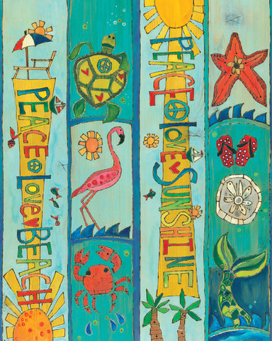 Peace Love Beach Fine Metal Print 10 By 16