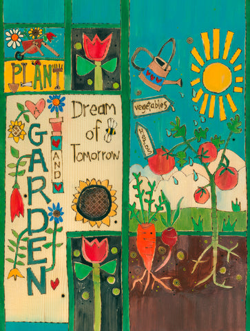 Plant A Garden Original on Wood 11" by 18" - NEW