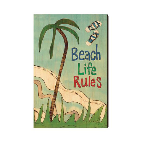 Beach Life Rules Wooden Post Card Mini Art