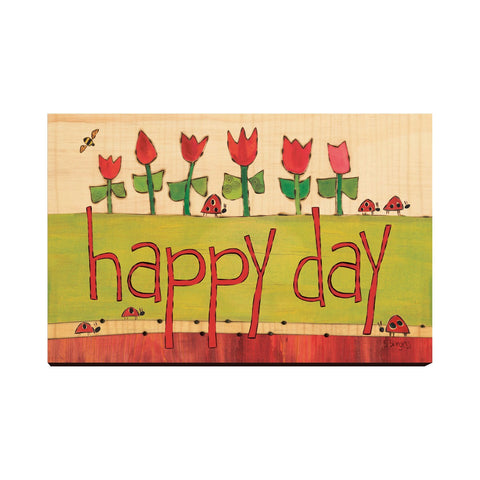 Happy Day Wooden Post Card Mini Art