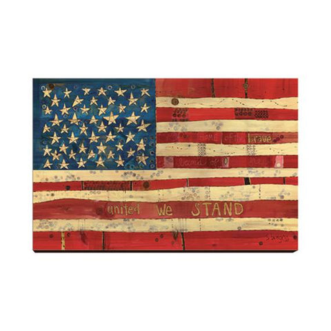 American Flag Wooden Post Card Mini Art