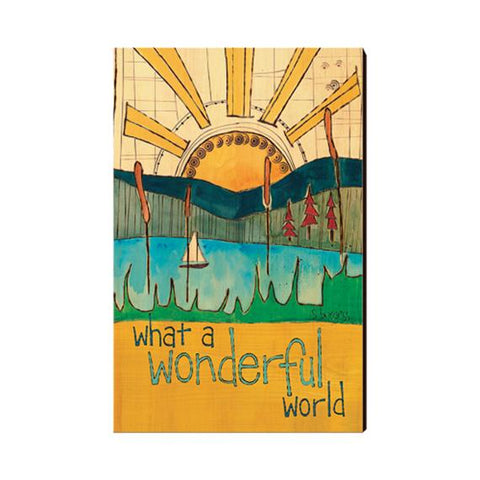 What A Wonderful World Wooden Post Card Mini Art