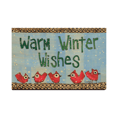 Warm Winter Wishes Wooden Post Card