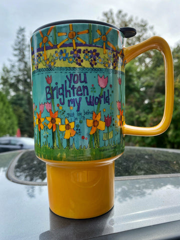You Brighten My World Ceramic Travel Mug 18 Oz