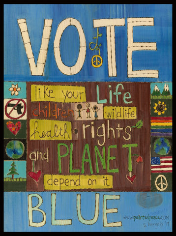 Vote Blue Sticker 4 By 6