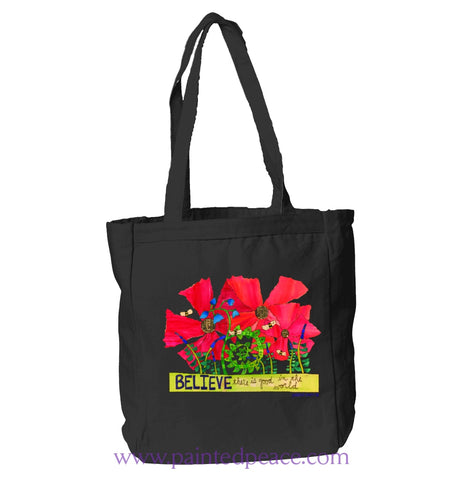 Believe There Is Good In The World Heartful Peace Book Tote One Size / Black Tote Bag