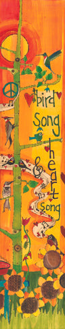 Bird Song Heart Original On Wood 8 By 34