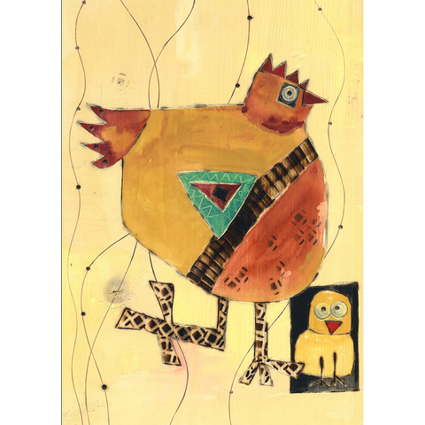 Hen On Buff Metal Print - 6 By 8