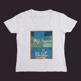 My Favorite Color Is Blue Women’s V-Neck White / Small (S)