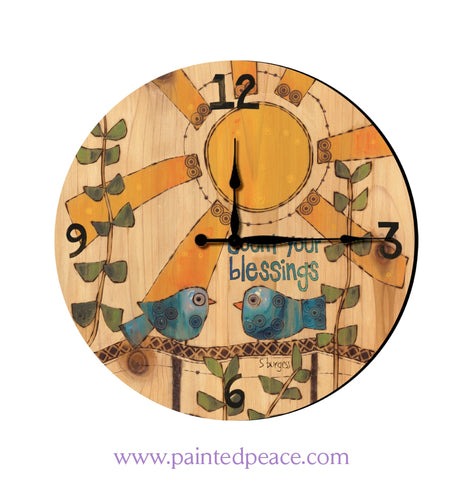 Count Your Blessings 12 Solid Wood Wall Clock